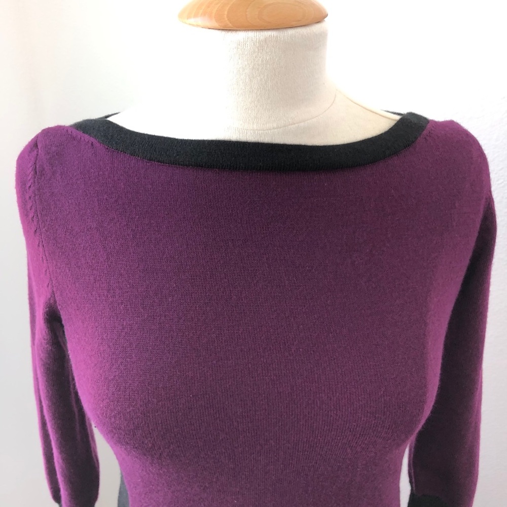 Ann Taylor eggplant/black sheath sweater dress
